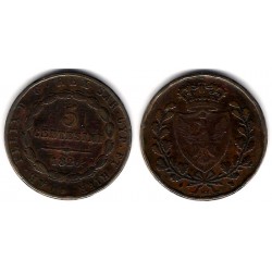 (C100) Estados Italianos. Sardinia. 1826. 5 Centesimi (BC+)
