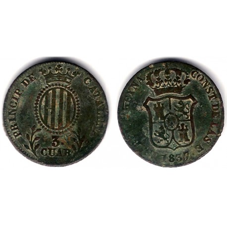 Isabel II. 1837. 3 Cuartos (BC) Ceca de Cataluña