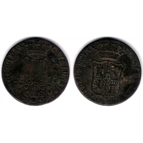 Isabel II. 1846. 6 Cuartos (BC+) Ceca de Cataluña