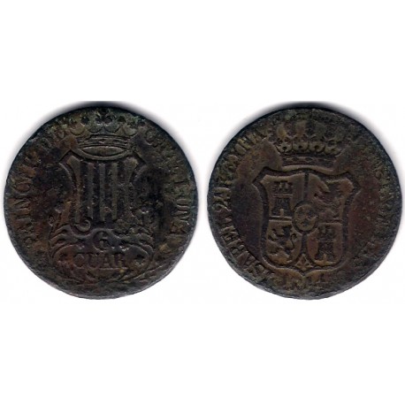 Isabel II. 1844. 6 Cuartos (BC) Ceca de Cataluña