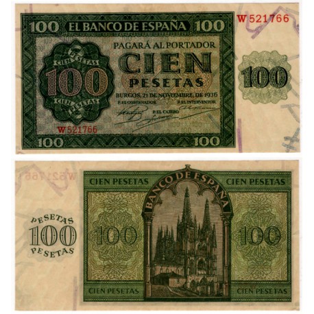 Estado Español. 1936. 100 Pesetas (SC) Serie W