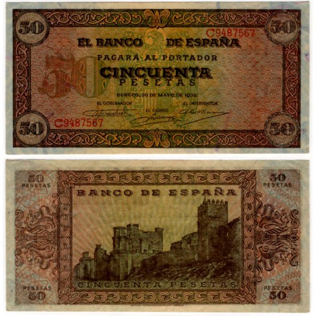 Estado Español. 1938. 50 Pesetas (EBC) Serie C