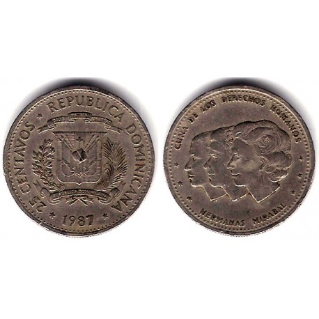 (61.2) República Dominicana. 1987. 25 Centavos (MBC-)