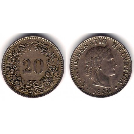 (29a) Suiza. 1943. 20 Rappen (MBC)