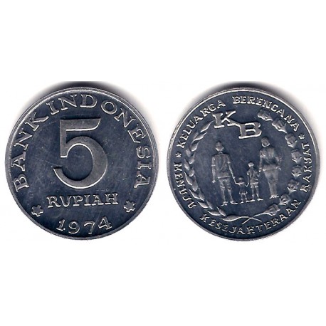 (37) Indonesia. 1974. 5 Rupiah (SC)