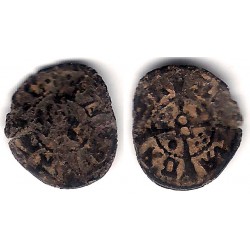 Juana y Carlos I. Sin Fecha. Dinero (RC+) Ceca de Barcelona