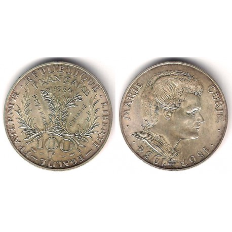 (955) Francia. 1984. 100 Francs (SC) (Plata)