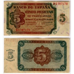 Estado Español. 1938. 5 Pesetas (EBC) Serie B