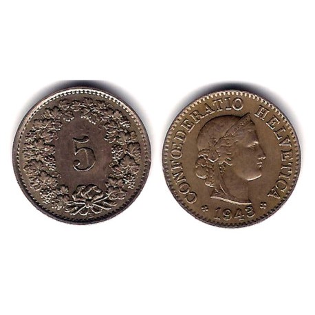 (26) Suiza. 1943(B). 5 Rappen (MBC)