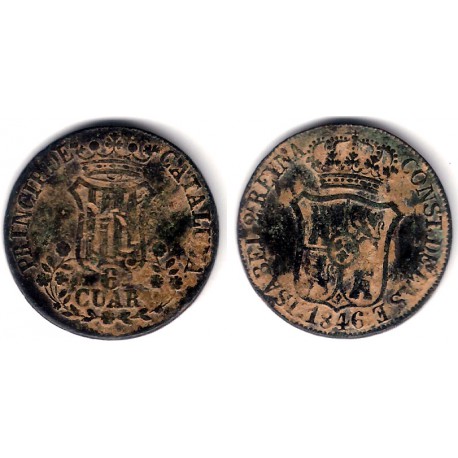 Isabel II. 1846. 6 Cuartos (BC+) Ceca de Cataluña