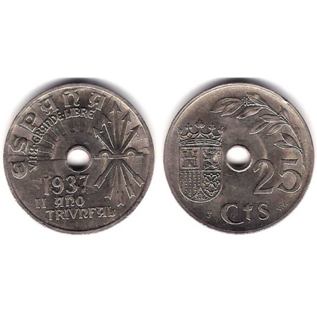 Estado Español. 1937. 25 Céntimos (EBC+)