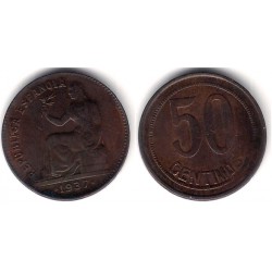 España (II República). 1937*(--6). 50 Céntimos (MBC+)
