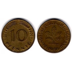 (108) Alemania. 1950(G). 10 Pfennig (MBC)
