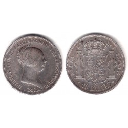 Isabel II. 1854. 20 Reales (MBC+) (Plata) Ceca de Madrid