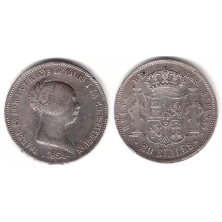 Isabel II. 1854. 20 Reales (MBC+) (Plata) Ceca de Madrid