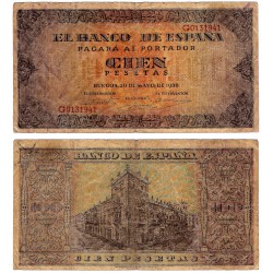 Estado Español. 1938. 100 Pesetas (BC) Serie G. Roturas