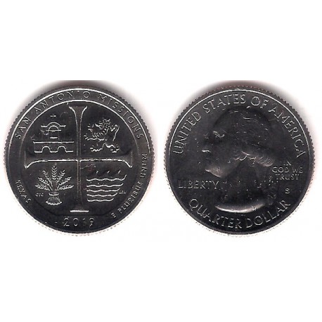 Estados Unidos de América. 2019(S). Quarter Dollar (SC) Sant Antonio Missions