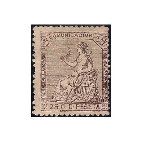 (135) 1873. 25 Céntimos. Alegoría de España (Nuevo, sin goma)