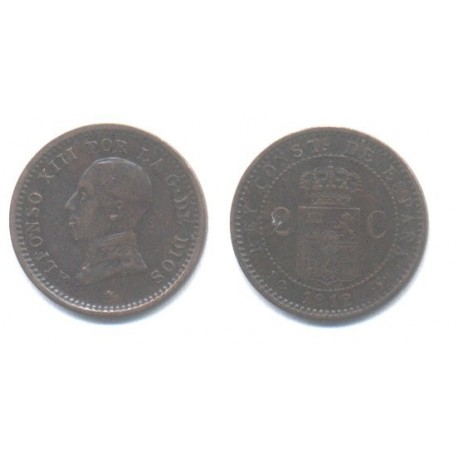Alfonso XIII. 1912*(12). 2 Céntimos (MBC) Ceca de Madrid PC-V