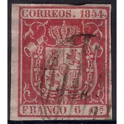 (24) 1854. 6 Cuartos. Escudo de España (Usado)