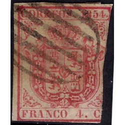 (33) 1854. 4 Cuartos. Escudo de España (Usado, con rotura)