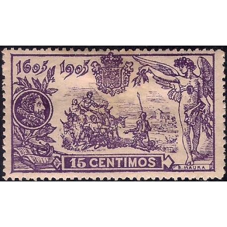 (259) 1905. 15 Céntimos. III Cent. Quijote (Nuevo, con marca de fijasellos)