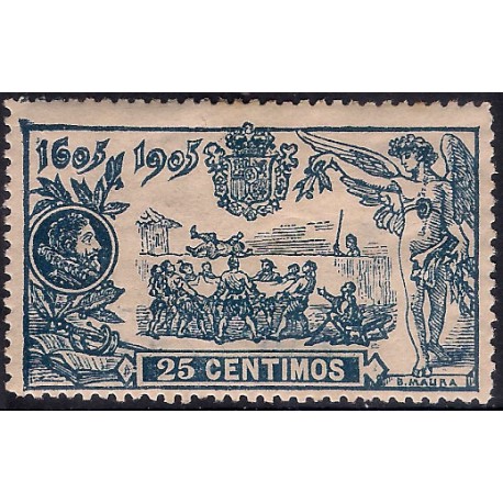 (260) 1905. 25 Céntimos. III Cent. Quijote (Nuevo, con marca de fijasellos)