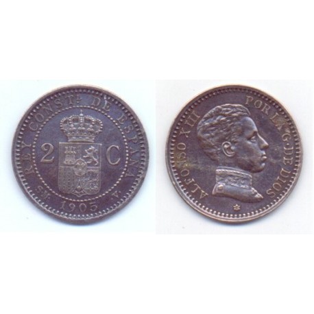 Alfonso XIII. 1905*(05). 2 Céntimos (EBC) Ceca de Madrid SM-V