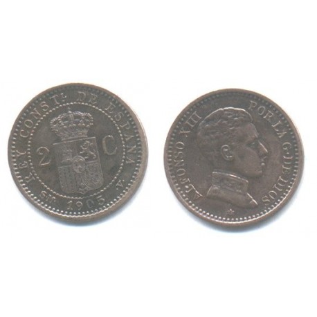 Alfonso XIII. 1905*(05). 2 Céntimos (EBC) Ceca de Madrid SM-V