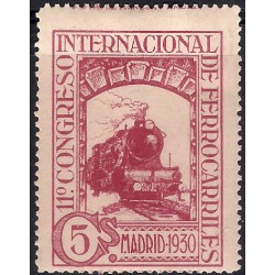 (471) 1930. 5 Céntimos. XI Congreso Ferrocarriles (Nuevo, con marca de fijasellos)