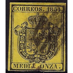 (28) 1854. Media Onza. Escudo de España (Usado)