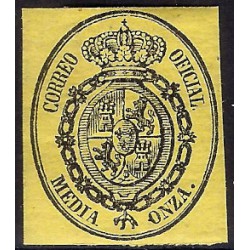 (35) 1855. Media Onza. Escudo de España (Nuevo, con marca de fijasellos)