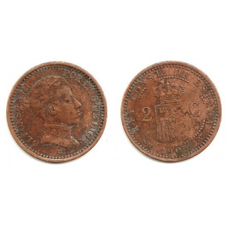 Alfonso XIII. 1905*(05). 2 Céntimos (BC) Ceca de Madrid SM-V