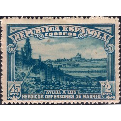 (757) 1938. 45 Céntimos + 2 Pesetas. Defensa de Madrid (Nuevo, sin marca de fijasellos)