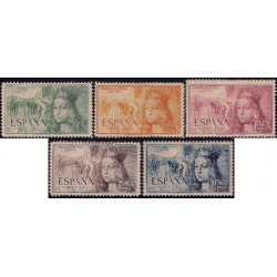 (1097 a 1101) 1951. Serie Completa. V Cent. Nacimiento Isabel la Católica (Nuevo, con marca de fijasellos)
