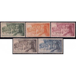 (1111 a 1115) 1952. Serie Completa. V Cent. Nacimiento Fernando el Católico (Nuevo, con marca de fijasellos)