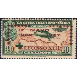 (369) 1927. 40 Céntimos. XXV Aniv. Jura Const. Alf. XIII (Nuevo, con marca de fijasellos)