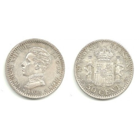 Alfonso XIII. 1904*(1-0). 50 Céntimos (EBC) (Plata) Ceca de Madrid PC-V