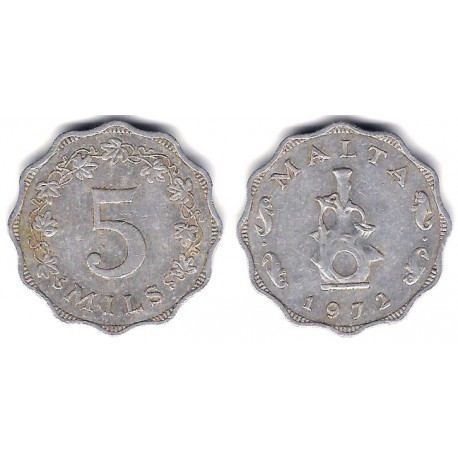 (7) Malta. 1972. 5 Mils (MBC)