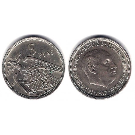 Estado Español. 1957*(75). 5 Pesetas (MBC)