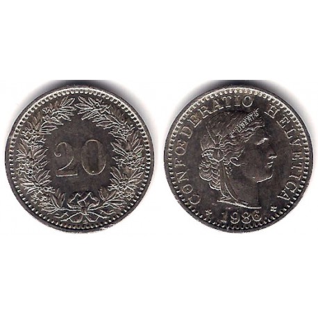 (29a) Suiza. 1986. 20 Rappen (MBC)