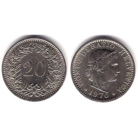 (29a) Suiza. 1970. 20 Rappen (MBC)
