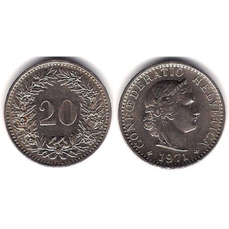 (29a) Suiza. 1971. 20 Rappen (MBC)