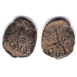 Juana y Carlos I. Sin Fecha. Dinero (RC) Ceca de Barcelona