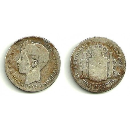 Alfonso XIII. 1902*(-----). 1 Peseta (RC) (Plata) Ceca de Madrid SM-V