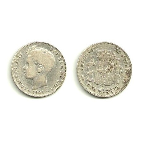 Alfonso XIII. 1901*(1--01). 1 Peseta (BC) (Plata) Ceca de Madrid SM-V