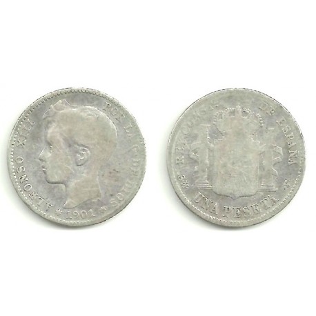 Alfonso XIII. 1901*(-----). 1 Peseta (RC) (Plata) Ceca de Madrid SM-V