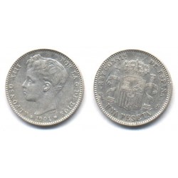 Alfonso XIII. 1901*(19-01). 1 Peseta (MBC) (Plata) Ceca de Madrid SM-V