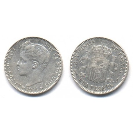 Alfonso XIII. 1901*(19-01). 1 Peseta (MBC) (Plata) Ceca de Madrid SM-V