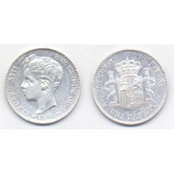 Alfonso XIII. 1900*(19-00). 1 Peseta (EBC) (Plata) Ceca de Madrid SM-V